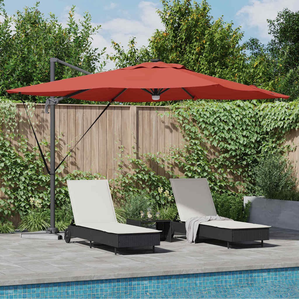 Parasolka Cantilever Roma z LED-ami, terrakota, 286 x 284 x 270 cm, aluminiowa Lumarko!