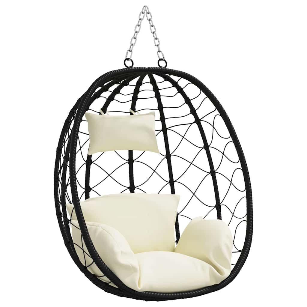 Wiszące krzesło jajo polirattan 91 x 54.5 x 107 cm kremowa biel