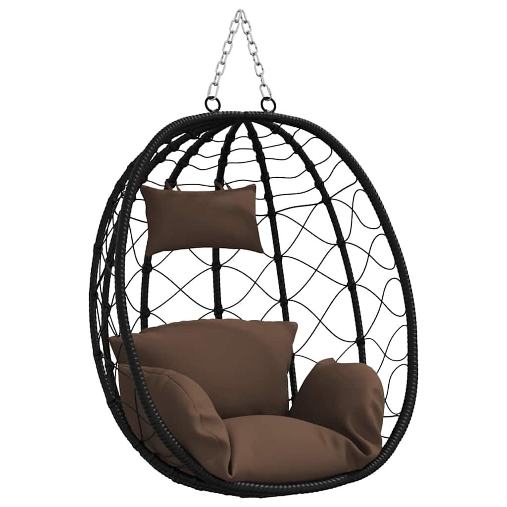 Wiszące krzesło jajo polirattan 91 x 54.5 x 107 cm kawowy