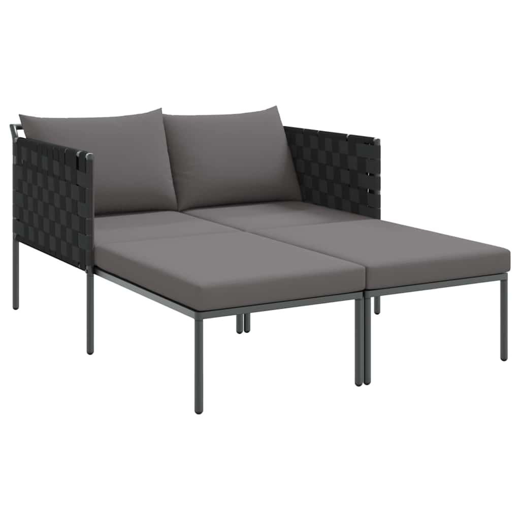 Leżak z poduszką 2-osoba Antracyt 115 x 153 x 69.5cm Stal Lumarko!