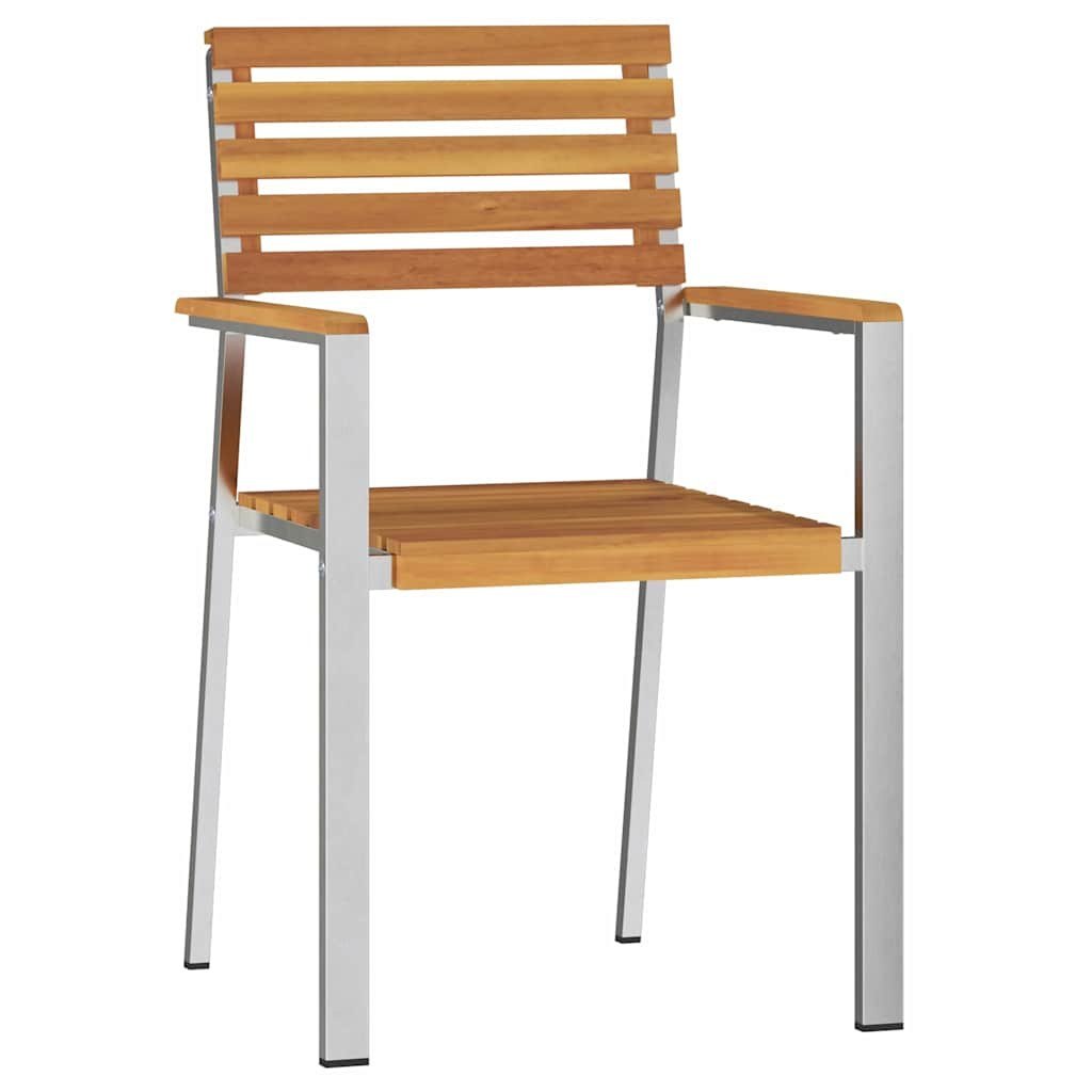 Krzesła ogrodowe stackable 2 szt. z litego drewna akacjowego i stali nierdzewnej Lumarko!