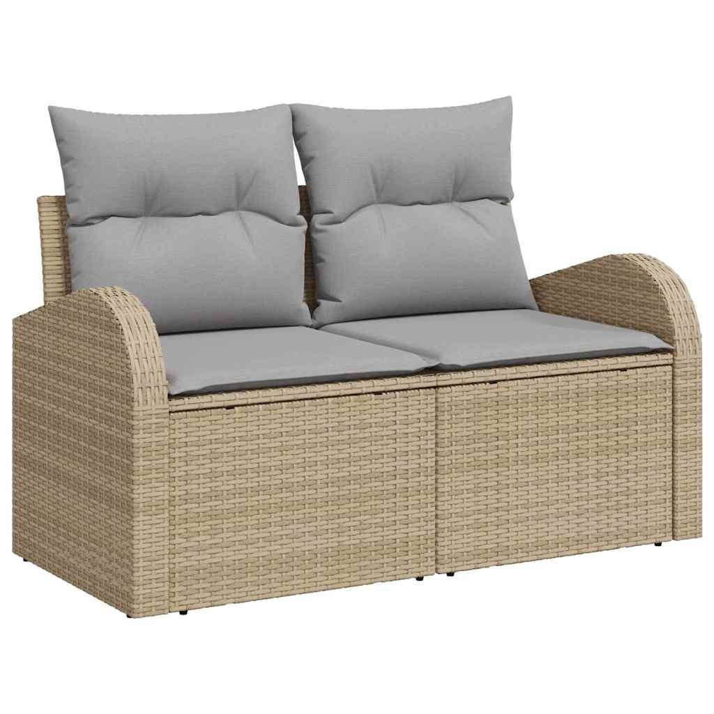 Sofa ogrodowa dla 2 osób, beżowa, z miejscem na przechowywanie i poduszkami Lumarko!