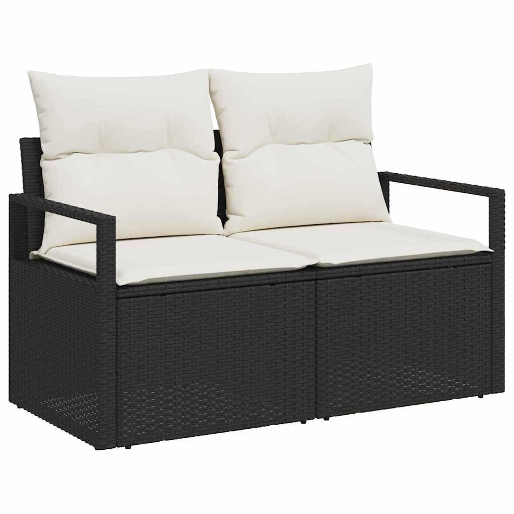 Sofa ogrodowa dla 2 osób w kolorze czarnym z poduszkami Lumarko!