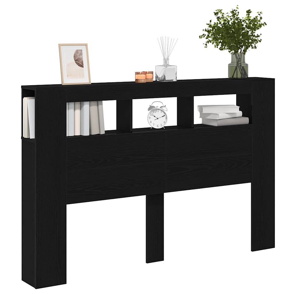 LED Wezgłowie Czarny Dąb 160x18,5x45 cm Materiał drewnopochodny Lumarko!