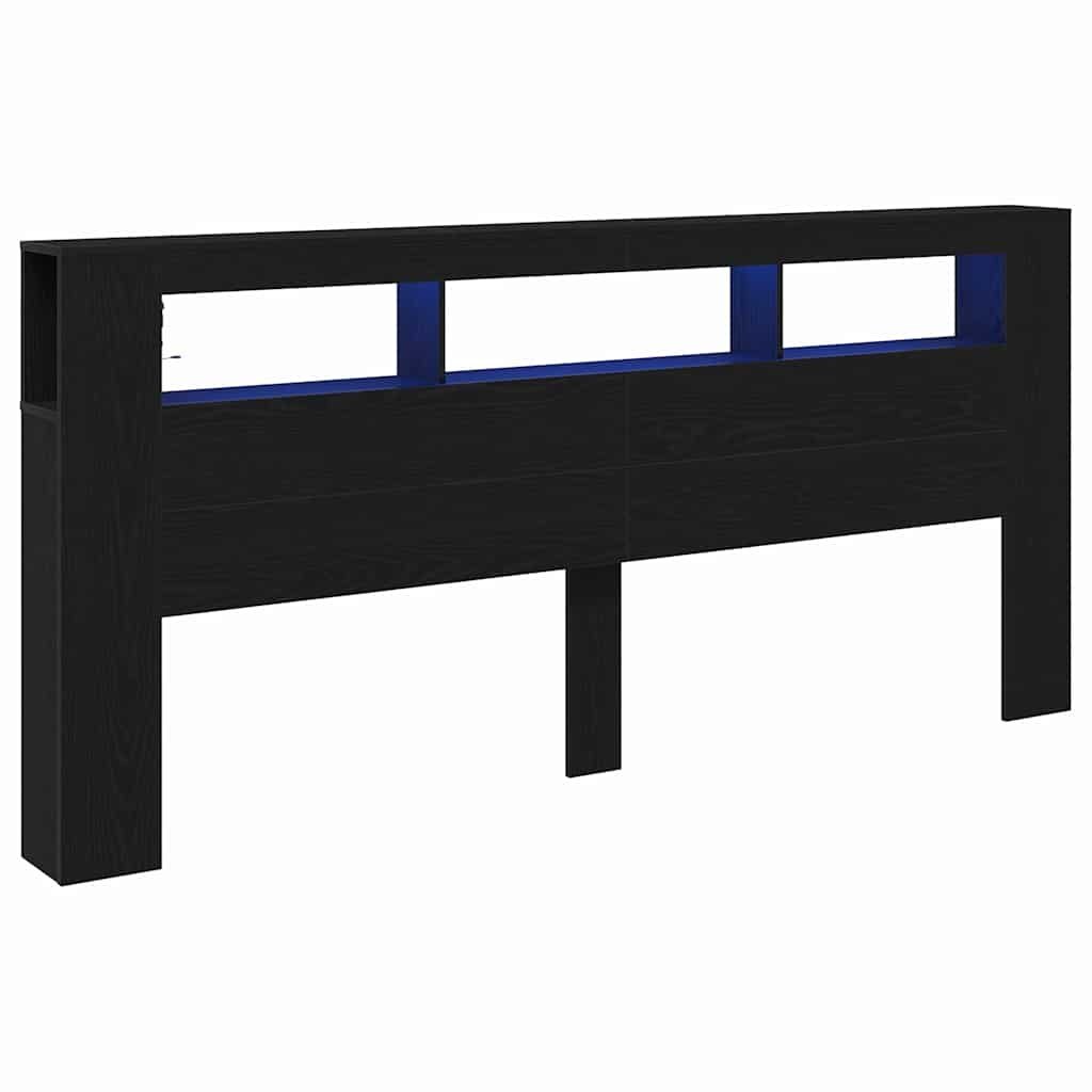 Głowica łóżka z oświetleniem LED Czarny Dąb 220x18,5x103,5 cm Lumarko!