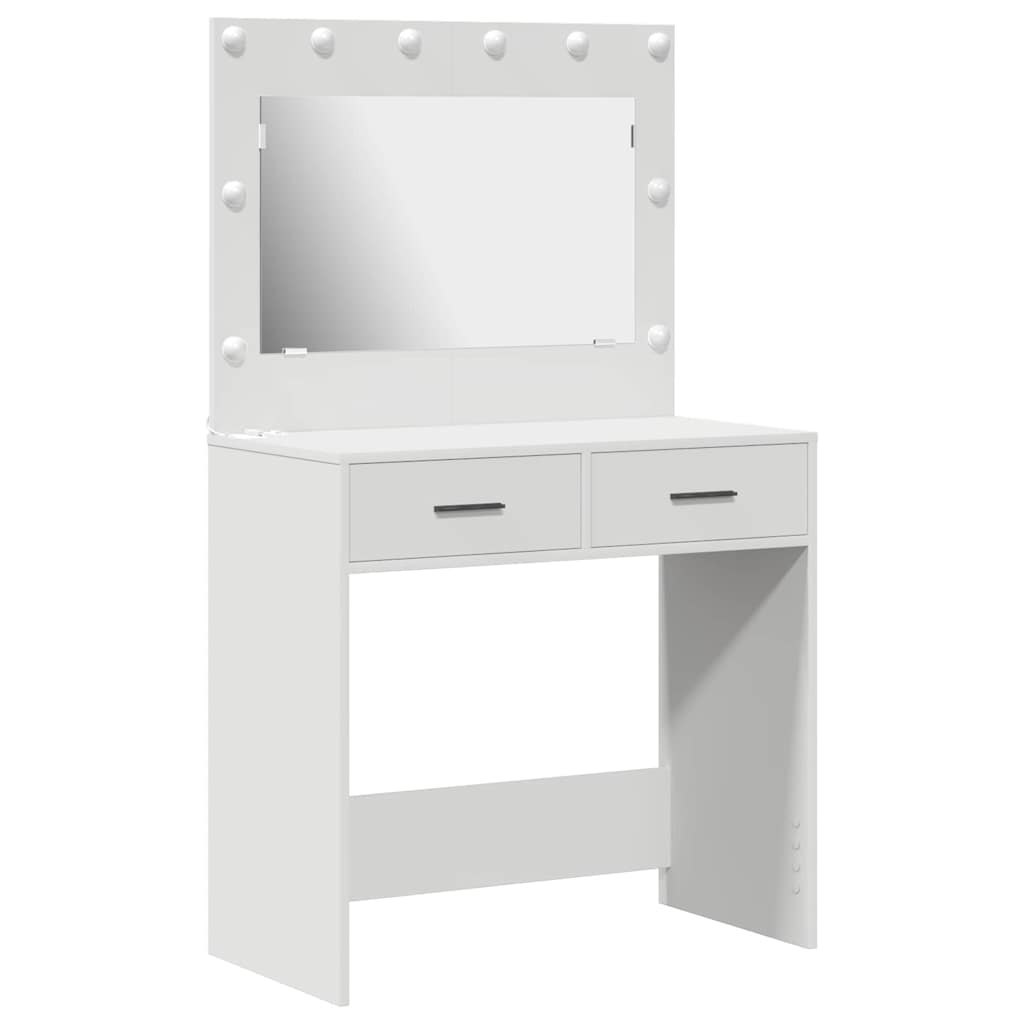 Toaletka z lampkami LED - Biała, 78,5 x 41 x 135 cm Lumarko!