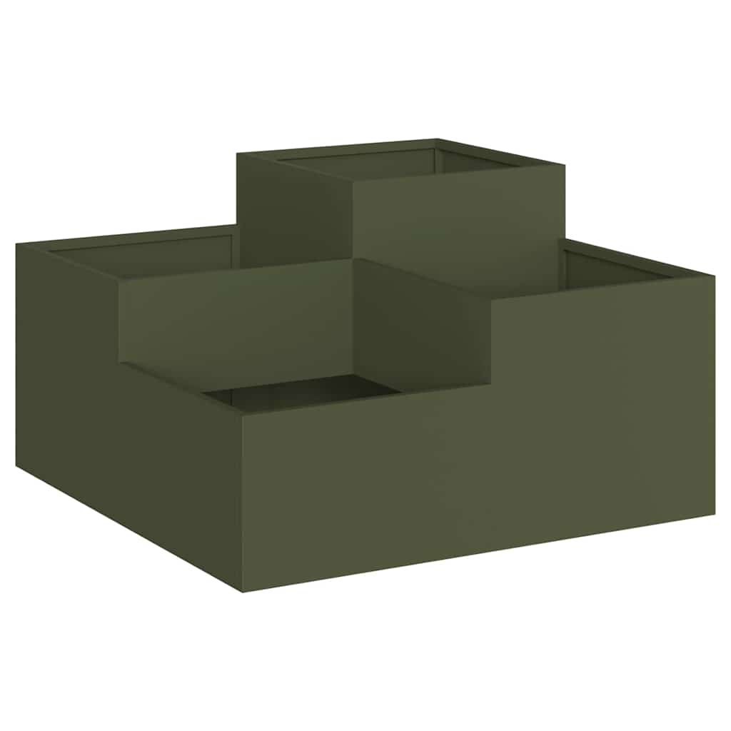 Doniczka ogrodowa oliwkowy 100 x 100 x 48 cm Stal Lumarko!