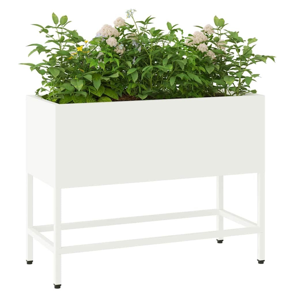 Podwyższona doniczka ogrodowa Biały 60 x 26 x 45 cm Stal Lumarko!