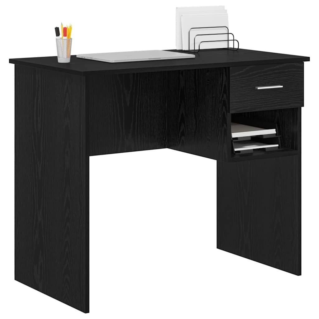 Biurko z przechowalnią czarny dąb 90x49.5x75 cm materiał drewnopochodny Lumarko!