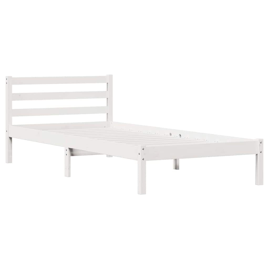 Stelaż łóżka z zagłówkiem Biały 80x210 cm Lite drewno sosnowe Lumarko!