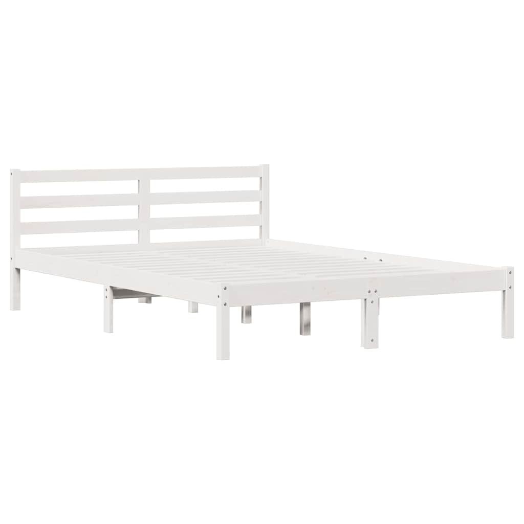 Rama łóżka z zagłówkiem Biała 140x210 cm Lite drewno sosnowe Lumarko!
