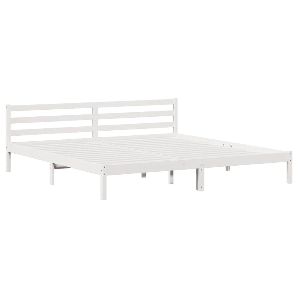 Ramka łóżka z zagłówkiem Biała 200x220 cm Drewno Sosnowe Lumarko!