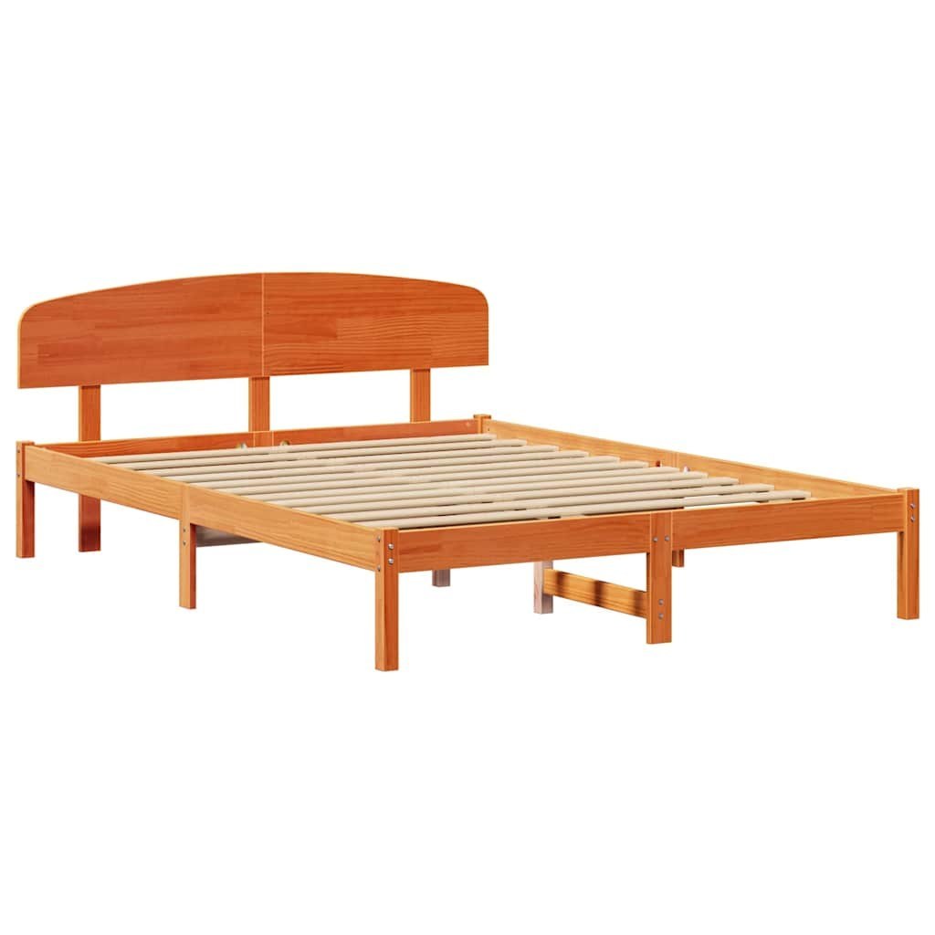 Rama łóżka z zagłówkiem Woskowany Brąz 160x200 cm Lite Drewno Sosnowe Lumarko!