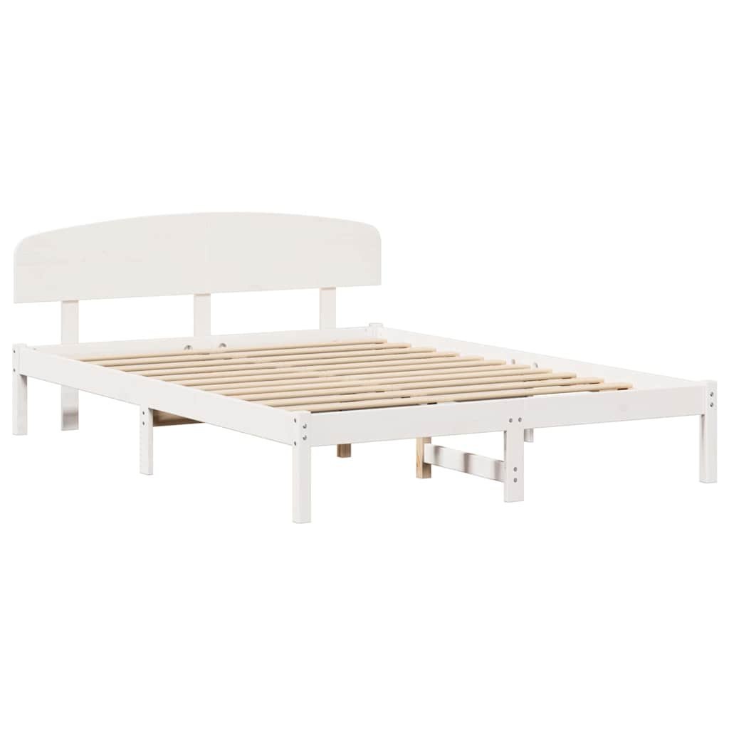 Rama łóżka z wezgłowiem biała 150x200 cm z litego drewna sosnowego Lumarko!