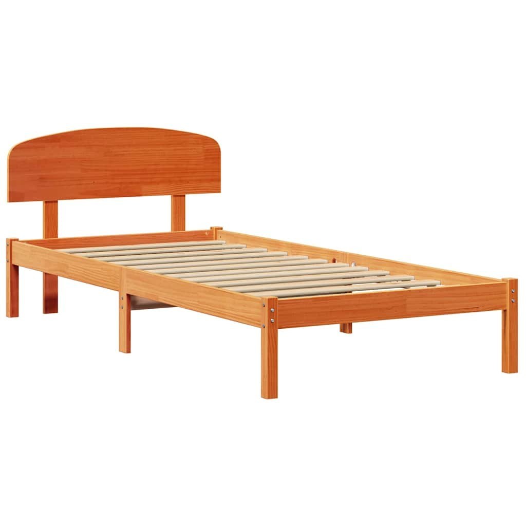 Rama łóżka z zagłówkiem Brązowy wosk 100x200 cm Lite drewno sosnowe Lumarko!