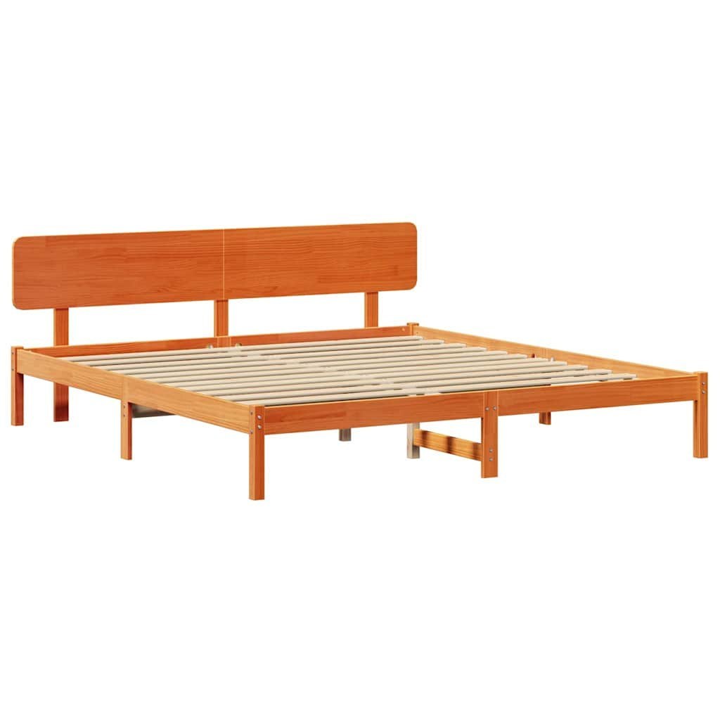Rama łóżka z wezgłowiem woskowy brąz 180x200 cm lite drewno sosnowe Lumarko!
