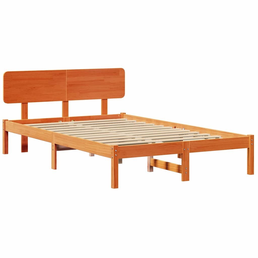 Łóżko z wezgłowiem, Wosk Brązowy 120x190 cm, Lite drewno sosnowe Lumarko!