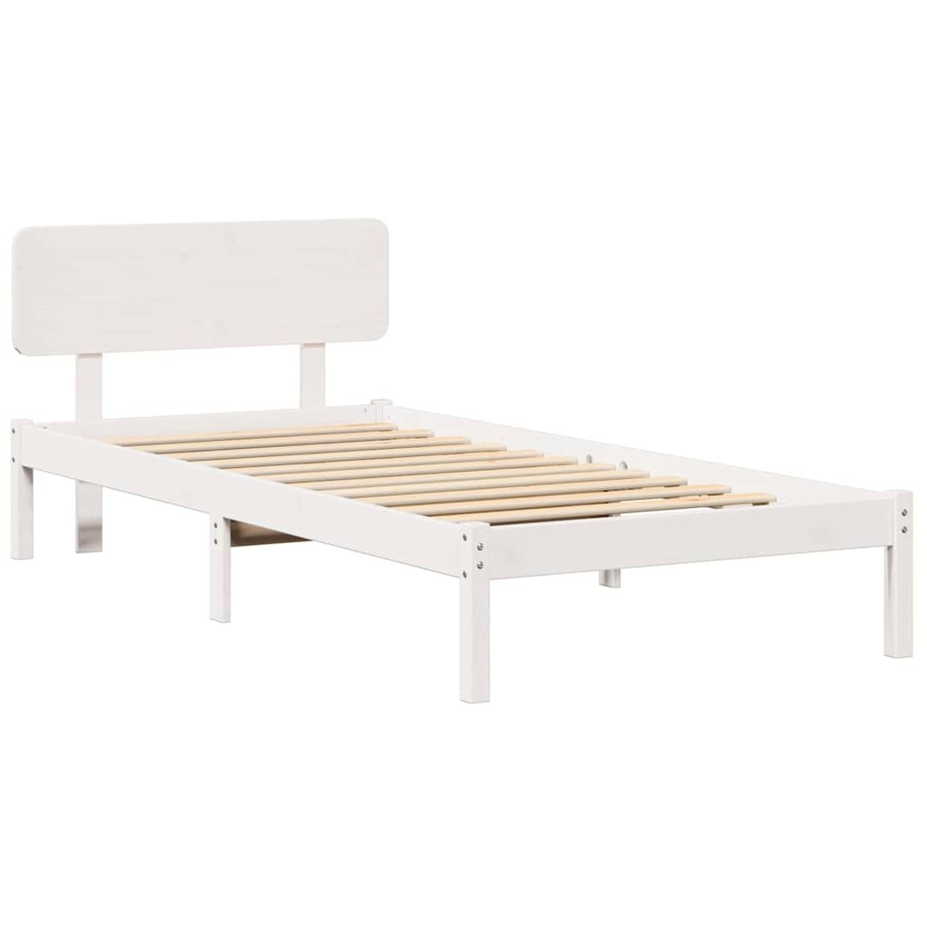 Rama łóżka z białą głowicą 100 x 200 cm z solidnego drewna sosnowego Lumarko!