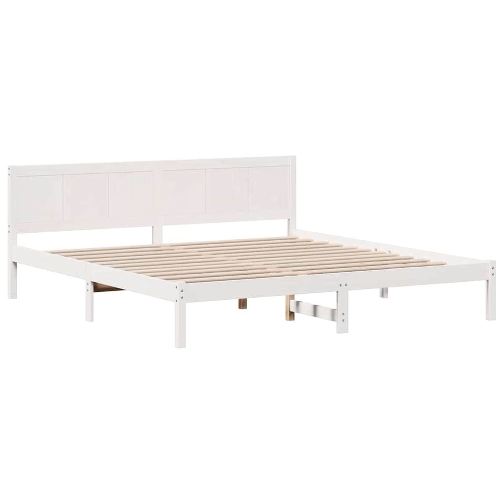 Ramka łóżka Biały 200 x 200 cm Lite drewno sosnowe
