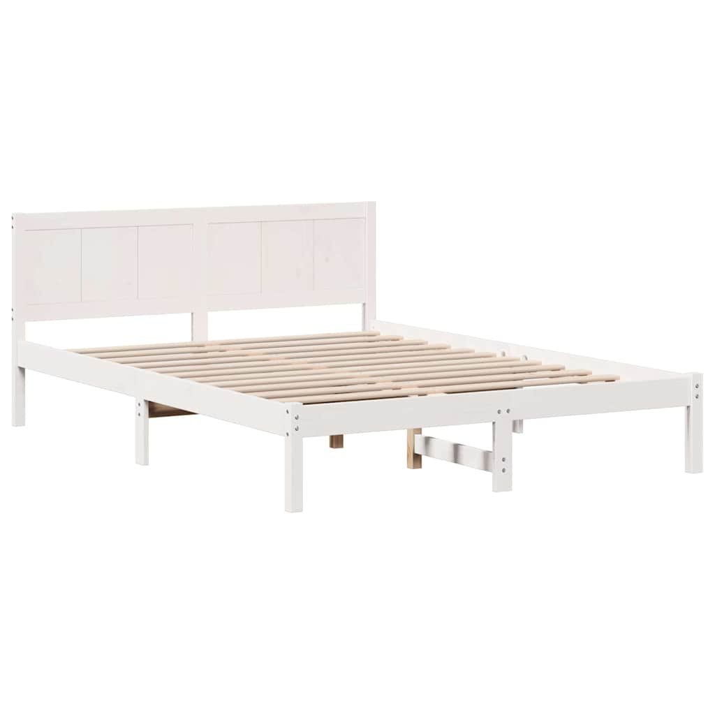 Ramka łóżka Biały 150 x 200 cm Lite drewno sosnowe