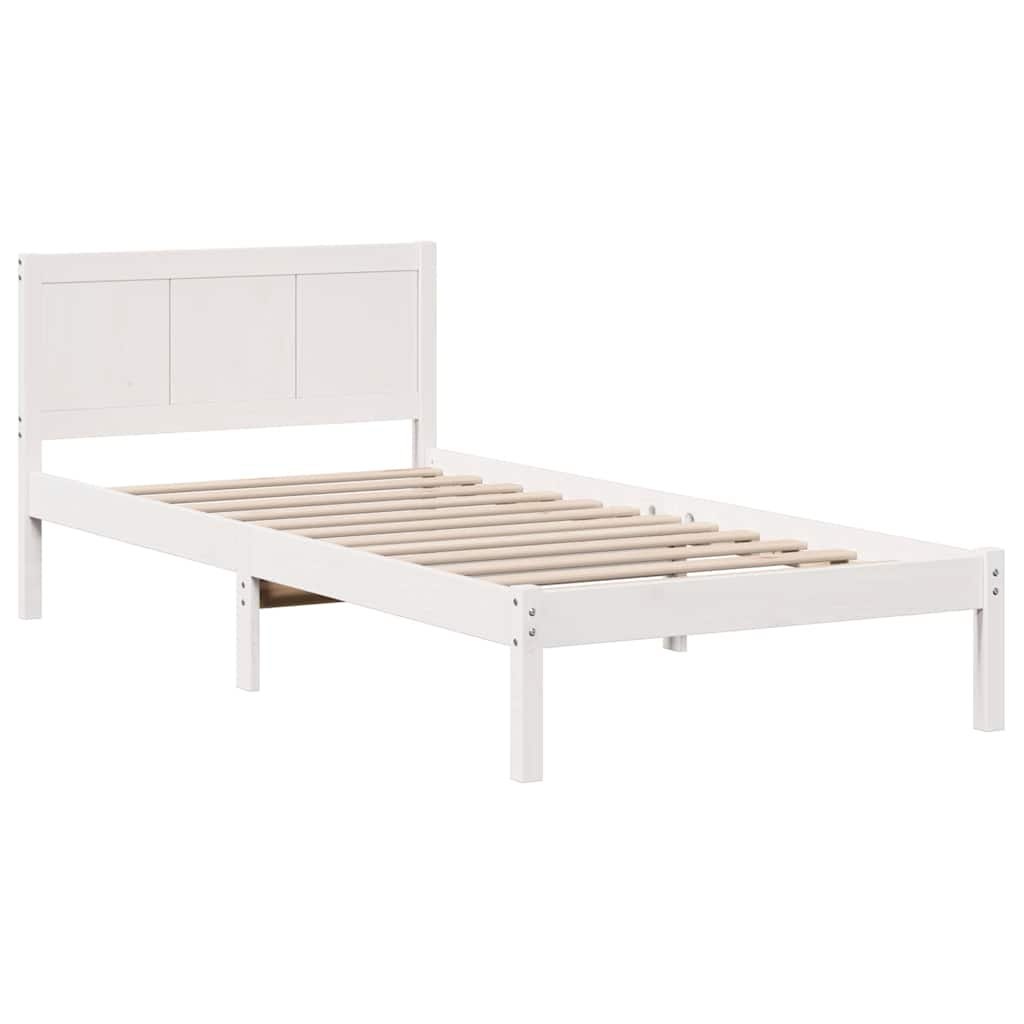 Ramka łóżka Biały 90 x 200 cm Lite drewno sosnowe