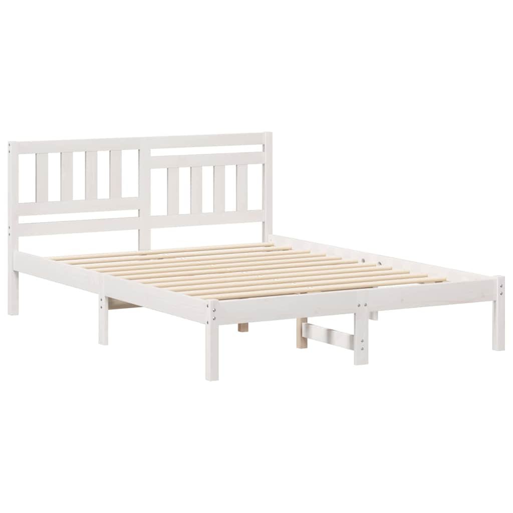 Ramka łóżka Z zagłówkiem Biały 120 x 200 cm Lite drewno sosnowe