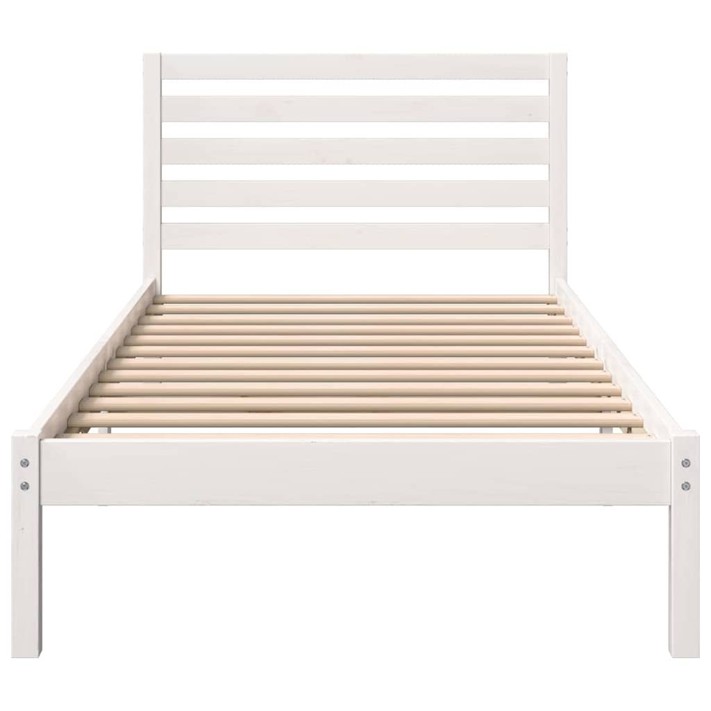 Ramka łóżka Z zagłówkiem Biały 75 x 190 cm Lite drewno sosnowe Lumarko!