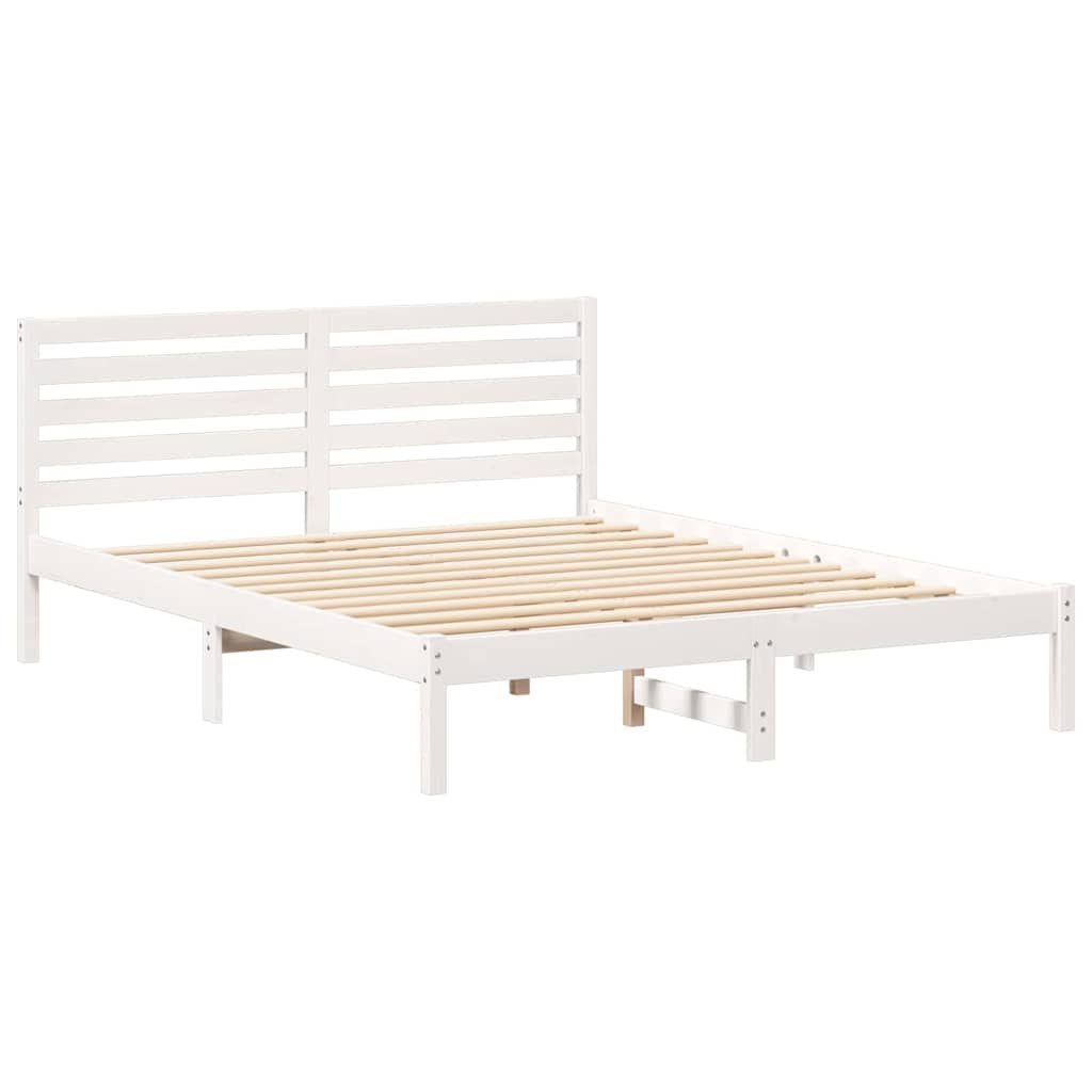 Ramka łóżka Z zagłówkiem Biały 160 x 200 cm Lite drewno sosnowe Lumarko!