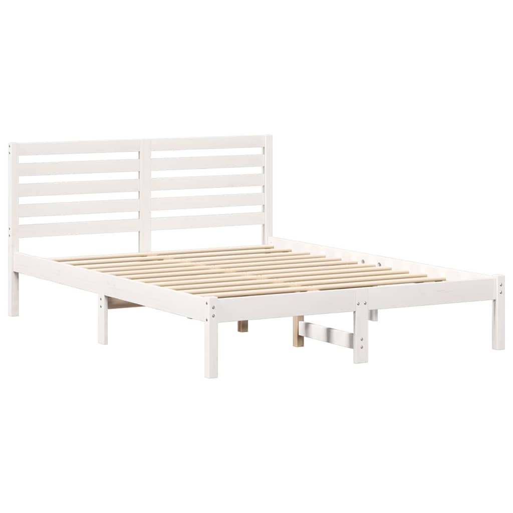 Ramka łóżka Z zagłówkiem Biały 120 x 190 cm Lite drewno sosnowe Lumarko!
