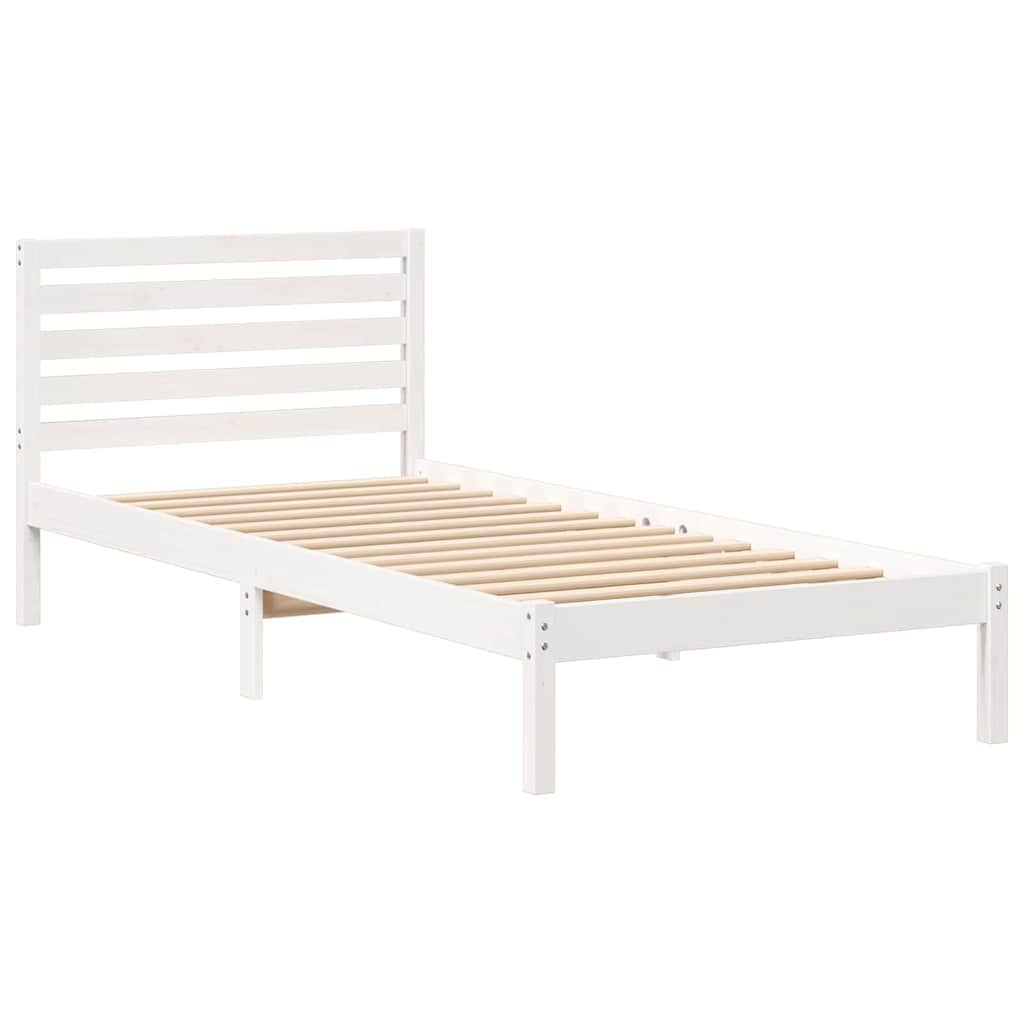 Ramka łóżka Z zagłówkiem Biały 100 x 210 cm Lite drewno sosnowe Lumarko!