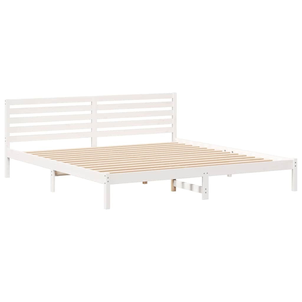 Ramka łóżka Z zagłówkiem Biały 200 x 210 cm Lite drewno sosnowe Lumarko!